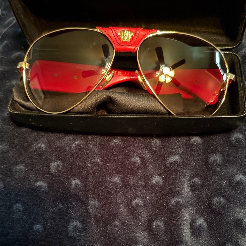 Versace Red and Gold Women's Sunglasses